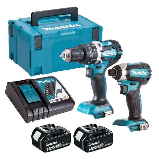 Makita 18V 2 Piece Power Tool Kit with 2 x 5.0Ah Batteries T4TKIT-16444