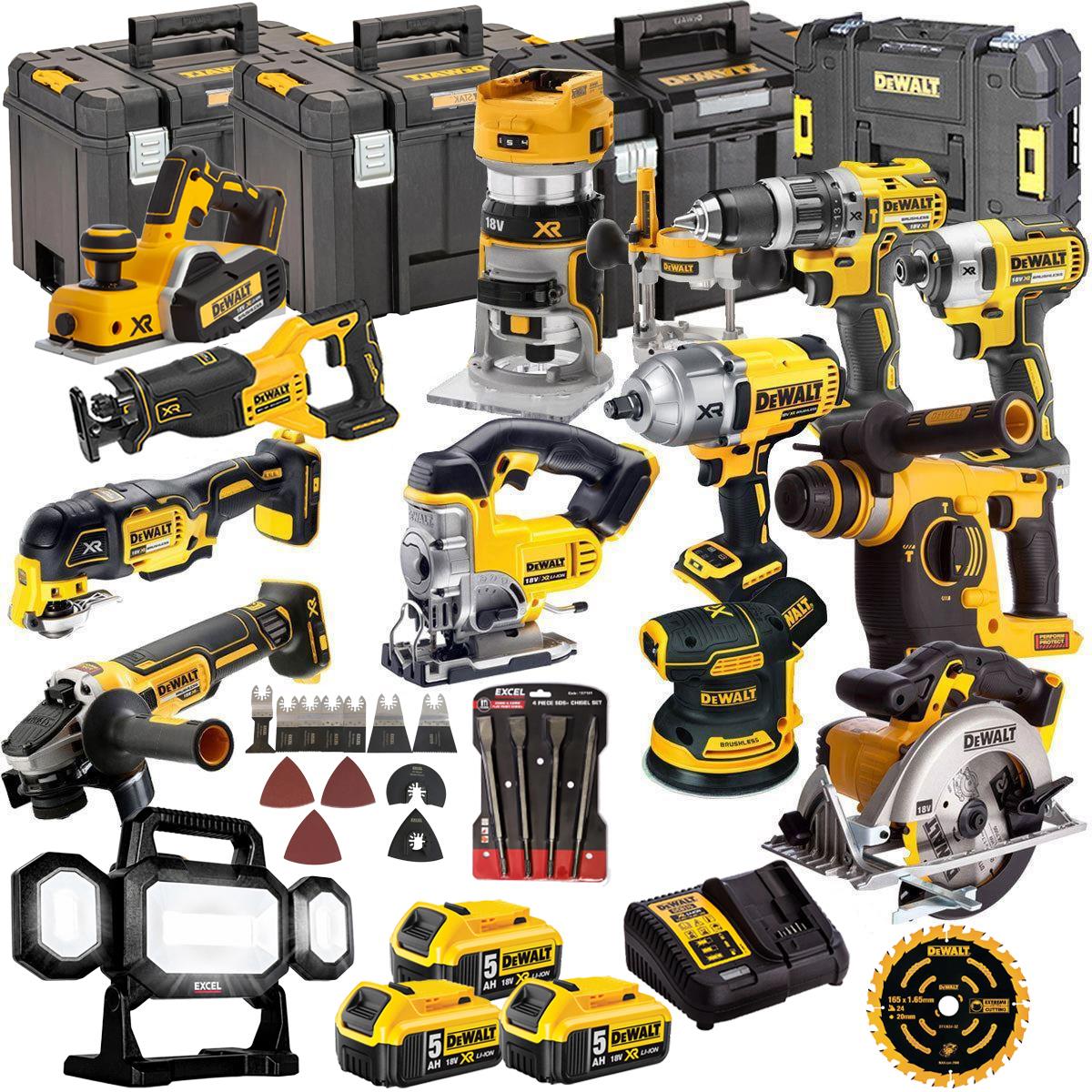 Dewalt DCKT4T13B4A 18V 3 x 5.0Ah Batteries XR Li-Ion 13 Piece Toughsystem Kit with Accessories Set