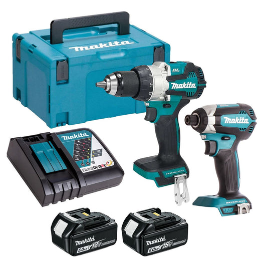 Makita 18V 2 Piece Power Tool Kit with 2 x 5.0Ah Batteries T4TKIT-16450