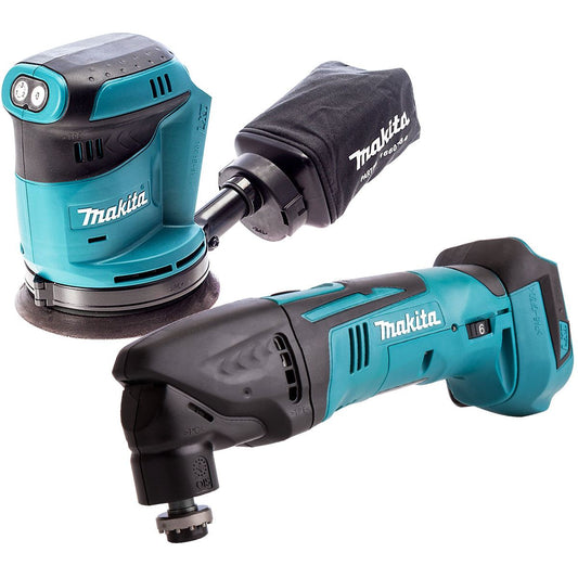 Makita 2 Piece 18V 125mm Orbit Sander & Multitool Cutter Body Only